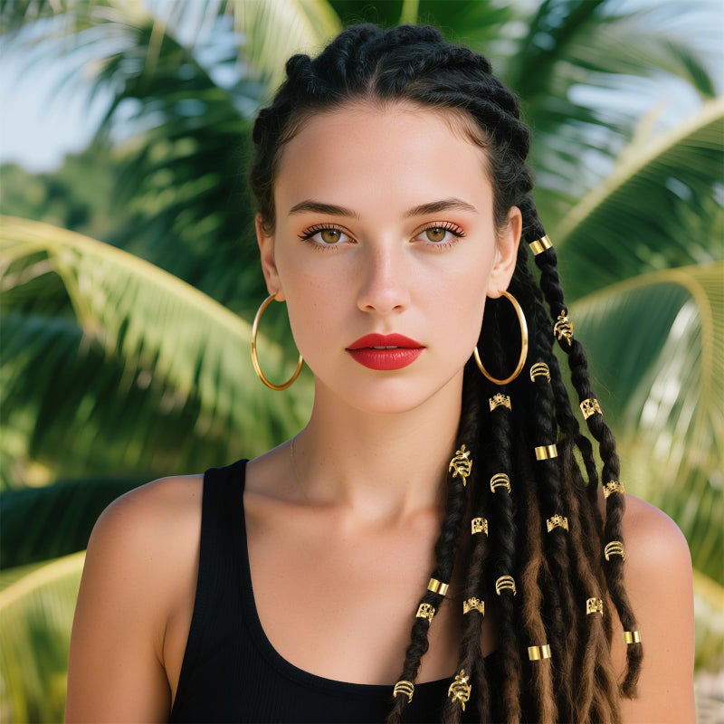 Bruislard 100 Pcs Gold Dreadlock Beads Locs Accessories, Hair Jewelry Braids, Soft Metal Adjustable Braiding Cuffs Clip, Braiding Hair Rings for Dreadlock Accessory, Crochet Passion Twist Hairs Rings for Women - Image 3